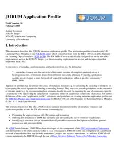 JORUM Application Profile v1.0 - Draft