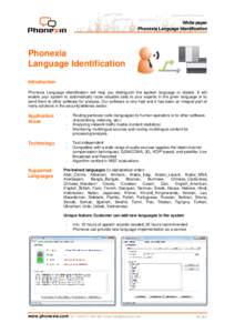 White paper Phonexia Language Identification Phonexia Language Identification Introduction