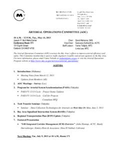 ARTERIAL OPERATIONS COMMITTEE (AOC) 10 A.M. – 12 P.M., Tue., May 14, 2013 Joseph P. Bort MetroCenter Conference Room[removed]Eighth Street Oakland CA[removed]