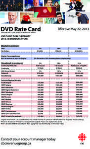 DVD Rate Card  Effective May 22, 2013 DVD THRESHOLDS ARE BASED ON INDIVIDUAL MARKET
