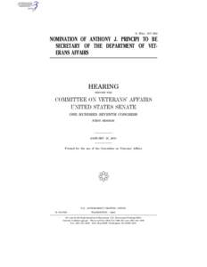 S. HRG. 107–392  NOMINATION OF ANTHONY J. PRINCIPI TO BE SECRETARY OF THE DEPARTMENT OF VETERANS AFFAIRS  HEARING