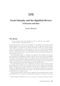 Lionel Murphy and the dignified divorce: Of dreams and data
