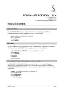 PODIUM.JAZZ.POP.ROCK[removed]Oktober 2014 MUSIC AUSTRIA 14. Internationale Musikmesse Ried[removed]PREISE & SONDERPREISE