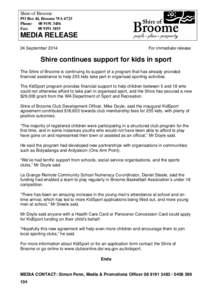Microsoft Word - MEDIA RELEASE - Shire continues support for kids in sport