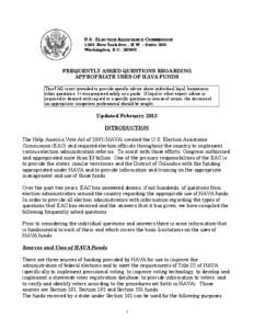 U.S. ELECTION ASSISTANCE COMMISSION 1201 New York Ave., N.W. – Suite 300 Washington, D.C[removed]FREQUENTLY ASKED QUESTIONS REGARDING APPROPRIATE USES OF HAVA FUNDS