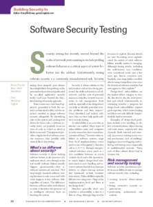 Building Security In Editor: Gary McGraw,  Software Security Testing  S