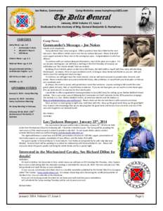 Joe Nokes, Commander  Camp Website: www.humphreys1625.com The Delta General January, 2014 Volume 17, Issue 1