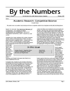 By the Numbers Volume 19, Number 1 The Newsletter of the SABR Statistical Analysis Committee  February, 2009