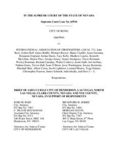 IN THE SUPREME COURT OF THE STATE OF NEVADA Supreme Court Case No[removed]____________________ CITY OF RENO, Appellant, vs.