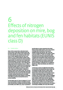 6 Effects of nitrogen deposition on mire, bog and fen habitats (EUNIS class D) 6.1 Introduction