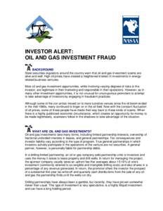 OIL AND GAS INVESTMENT FRAUDS