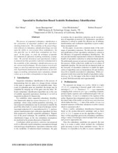 Speculative Reduction-Based Scalable Redundancy Identification