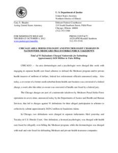 U. S. Department of Justice United States Attorney Northern District of Illinois Gary S. Shapiro Acting United States Attorney