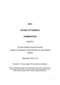 2012  PATENT ATTORNEYS EXAMINATION PAPER D
