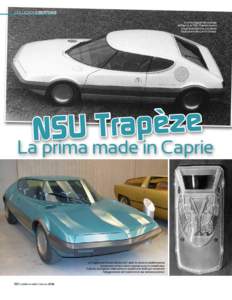 COLLEZIONEBERTONE In un’immagine del catalogo dell’epoca, la NSU Trapèze mostra la sua linea sportiva: è evidente l’ispirazione alla Lancia Stratos.