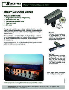 Rapid 2+™ Clamp Product Sheet  Rapid2+ Grounding Clamps Features and Benefits •	 •