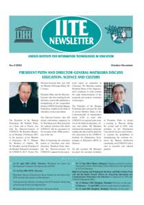 IITE NEWSLETTER UNESCO INSTITUTE FOR INFORMATION TECHNOLOGIES IN EDUCATION No. 4’2002  October-December