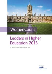 WomenCount Leaders in Higher Education 2013 A report by Norma Jarboe OBE  Sponsored by