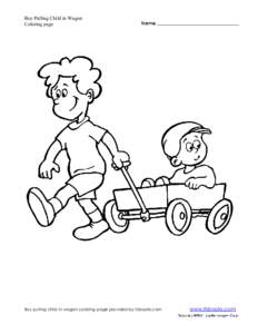 Boy Pulling Child in Wagon coloring page