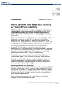 Weibel Scientific viser dansk radar-teknologi på forsvarsudstilling