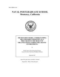 NPS-GSBPP[removed]NAVAL POSTGRADUATE SCHOOL Monterey, California  THE ROLODEX MODEL: UNDERSTANDING