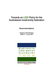A policy for LSID implementation, and a roadmap for the integration of this technology, within the Australasian Biodiversity F