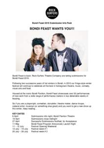   	
   Bondi Feast 2015 Submission Info Pack  BONDI FEAST WANTS YOU!!!