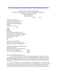 Southern Campaign American Revolution Pension Statements & Rosters Pension Application of Levi [Levy] Newby S7265 Transcribed by: Hayden Holmes, Jared Horne, Jared Crawford, and Alex Driver Mr. Wilson’s U.S. Military H