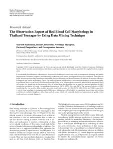 The Observation Report of Red Blood Cell Morphology in Thailand Teenager by Using Data Mining Technique