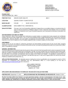 UCS-23 EMPLOYMENT OPPORTUNITY ANNOUNCEMENT STATE OF NEW YORK UNIFIED COURT SYSTEM
