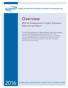 College and University Professional Association for Human Resources  OverviewProfessionals in Higher Education Salary Survey Report TheProfessionals in Higher Education Salary Survey Report