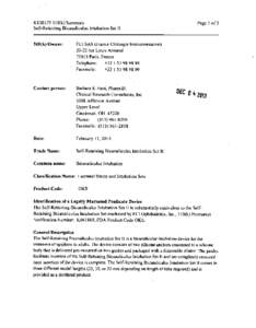 Kl3O375 5 10(k) Summary  Page 1 of 3 Self-Retaining Bicanaliculus Intubation Set[removed]k) Owner: