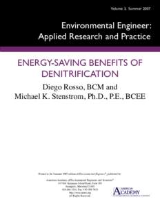 Volume 3, Summer[removed]Environmental Engineer: Applied Research and Practice  ENERGY-SAVING BENEFITS OF