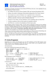 Systemprogrammierung Unix/Linux Hans-Georg Eßer, TH Nürnberg http://ohm.hgesser.de/sp-ss2015/ SS 2015 Projekt, Teil 1