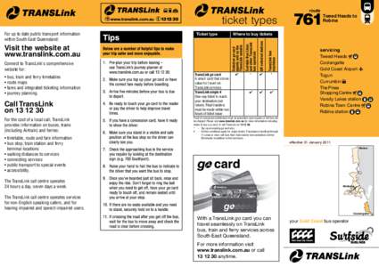 ticket types  • bus, train and ferry timetables • route maps • fares and integrated ticketing information • journey planning.