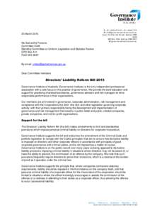 20 March[removed]Ms Samantha Parsons Committee Clerk Standing Committee on Uniform Legislation and Statutes Review GPO Box A11