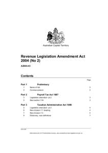 Australian Capital Territory  Revenue Legislation Amendment Act[removed]No 2) A2004-43