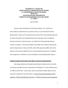 USEPA: OCIR: Testimony of J. Charles Fox, Senior Advisor to Administrator Lisa Jackson, USEPA, April 20, 2009