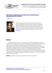Narrative mediation and discursive positioning in organisational conflicts