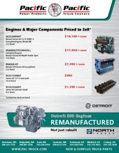 Engines & Major Components Priced to Sell* R23526894NT Reman Series[removed]7L DDEC 4 Complete Engine, Model BK 2 in Stock
