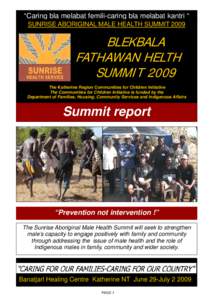 Sunrise Male Health Summit Final Report July 2009