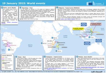 19 January 2015: World events Bolivia - Severe Weather • Heavy rainfall caused floods in the departments of La Paz, Cochabamba, Potosi,