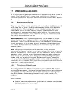 WATER SUPPLY IMPROVEMENT PROJECT DRAFT ENVIRONMENTAL IMPACT REPORT 3.6  GREENHOUSE GAS EMISSIONS