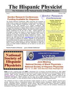 The Hispanic Hispanic Physicist Physicist The The Newsletter of the National Society of Hispanic Physicists