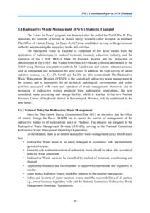 FNCA Consolidated Report on RWM (ThailandRadioactive Waste Management (RWM) Status in Thailand 　　　The 