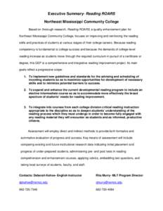 Microsoft Word - Executive Summary- Northeast Mississippi Community College- QEP.docx