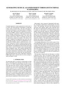 GENERATING MUSICAL ACCOMPANIMENT THROUGH FUNCTIONAL SCAFFOLDING IN: PROCEEDINGS OF THE 8TH SOUND AND MUSIC COMPUTING CONFERENCE (SMC-2011, PADOVA, ITALY). Amy K. Hoover Dept. of EECS