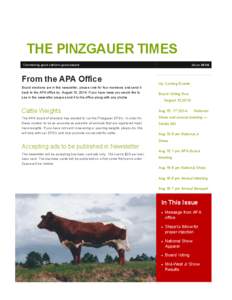 THE PINZGAUER TIMES June 2014 Connecting good cattle to good people  From the APA Office