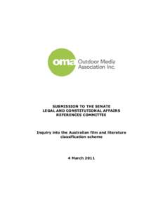 SUBMISSION TO THE SENATE LEGAL AND CONSTITUTIONAL AFFAIRS REFERENCES COMMITTEE Inquiry into the Australian film and literature classification scheme