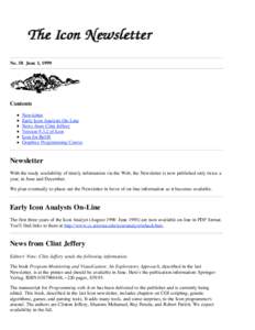 No. 58 June 1, 1999  Contents Newsletter Early Icon Analysts On-Line News from Clint Jeffery